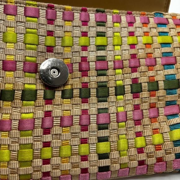 THE SAK Pastel Spring Bouquet Ribbon Basket Weave Clutch Purse - Picture 4 of 9